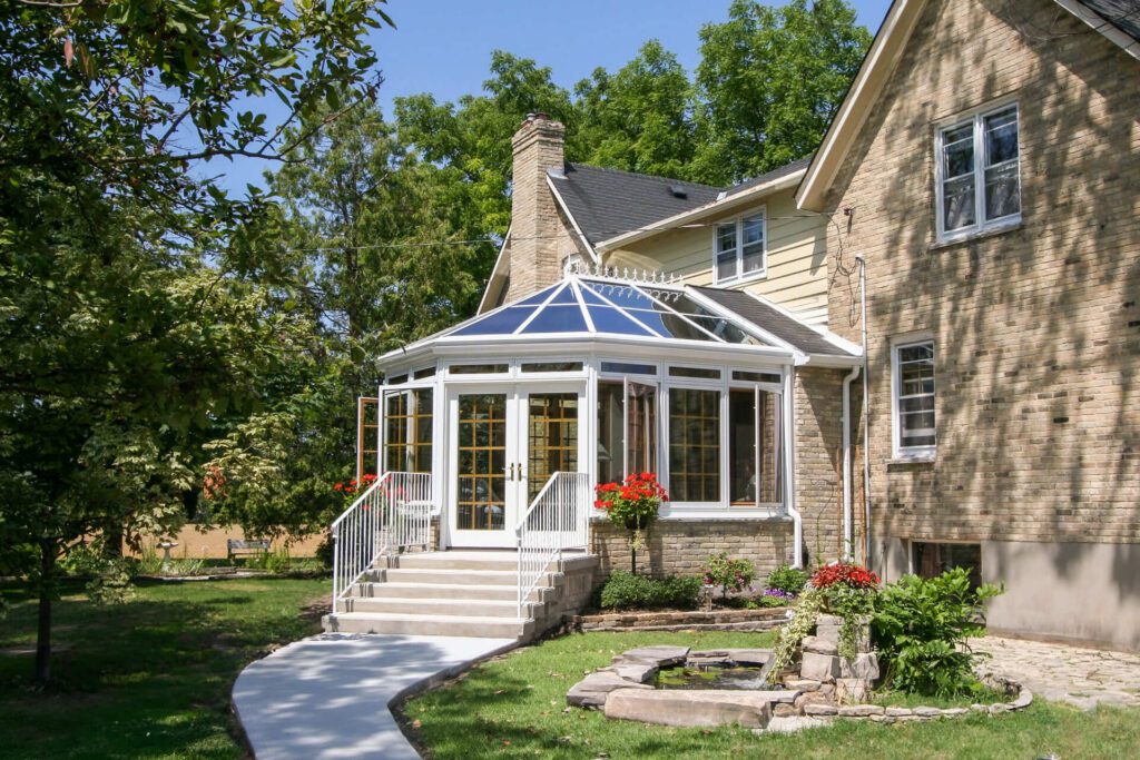 a house with a glass roof